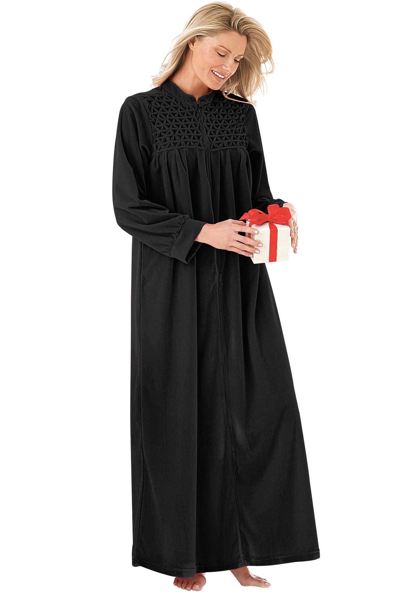 Long velour zippered robes clearance