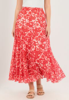 Pull-On Elastic Waist Crinkle Printed Skirt