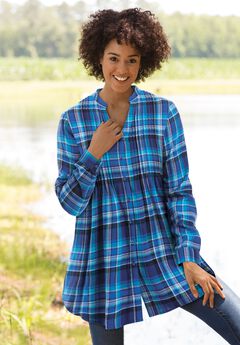 Pintucked Flannel Shirt