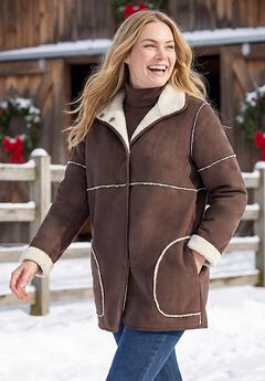 Faux Suede Shearling Versatile Reversible Coat