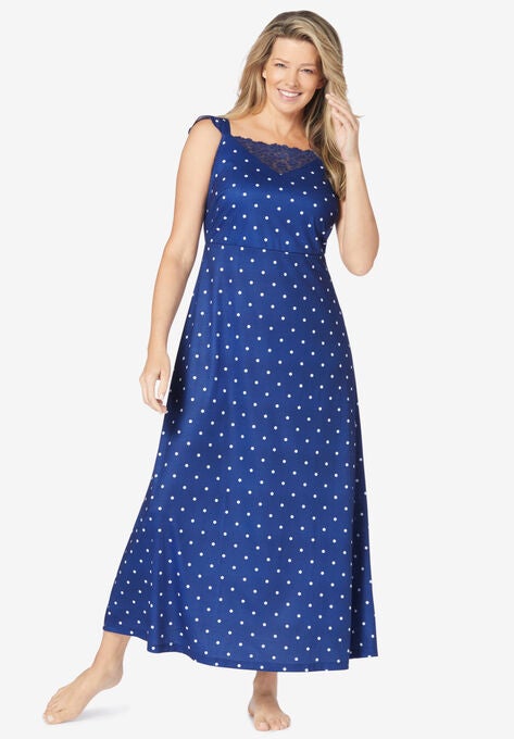 Long Supportive Gown, EVENING BLUE DOT, hi-res image number null
