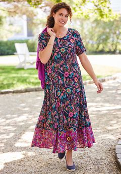 Short-Sleeve Crinkle Dress