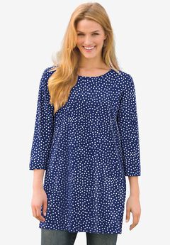 Perfect Printed Three-Quarter-Sleeve Scoopneck Tunic