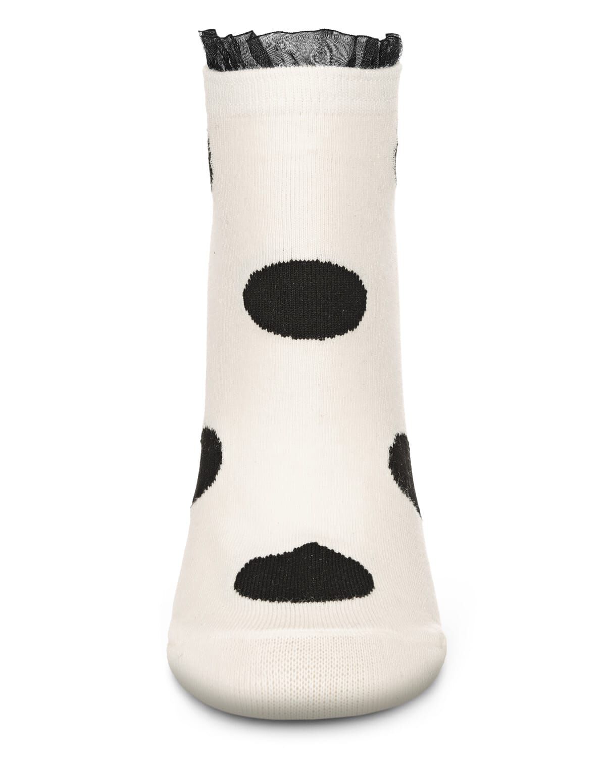 Women&#39;s Ruffle Polka Dot Cotton Blend Low-Cut Socks, IVORY, alternate image number 1
