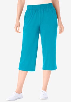 Elastic-Waist Knit Capri Pant