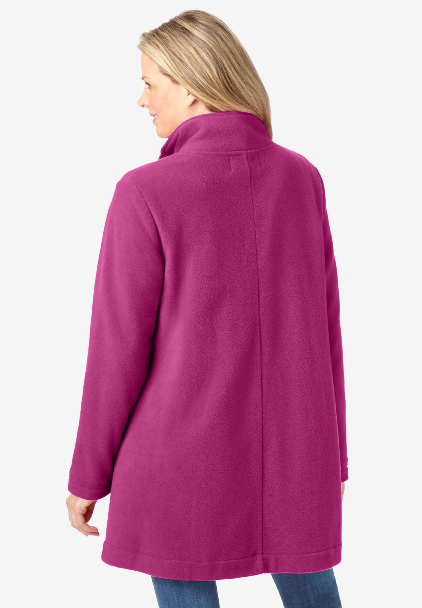 Fleece Funnel Neck Swing Coat Cozy Women s Jacket Classic Red Woman Within