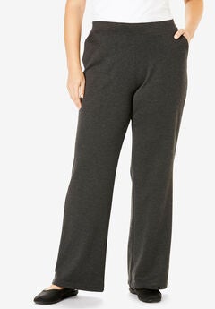 Stretch Ponte Knit Pull-On Wide-Leg Pants
