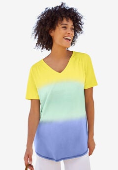 Short-Sleeve V-Neck Shirred Tee