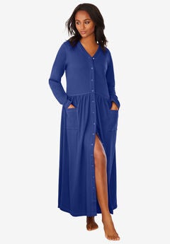 Long Snap-Front Knit Lounger