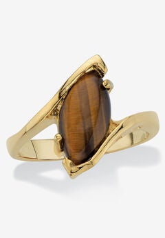 Yellow Gold-Plated Genuine Brown Tiger