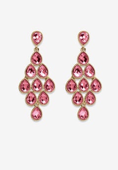 Gold Tone Pear Cut Simulated Birthstone Earrings