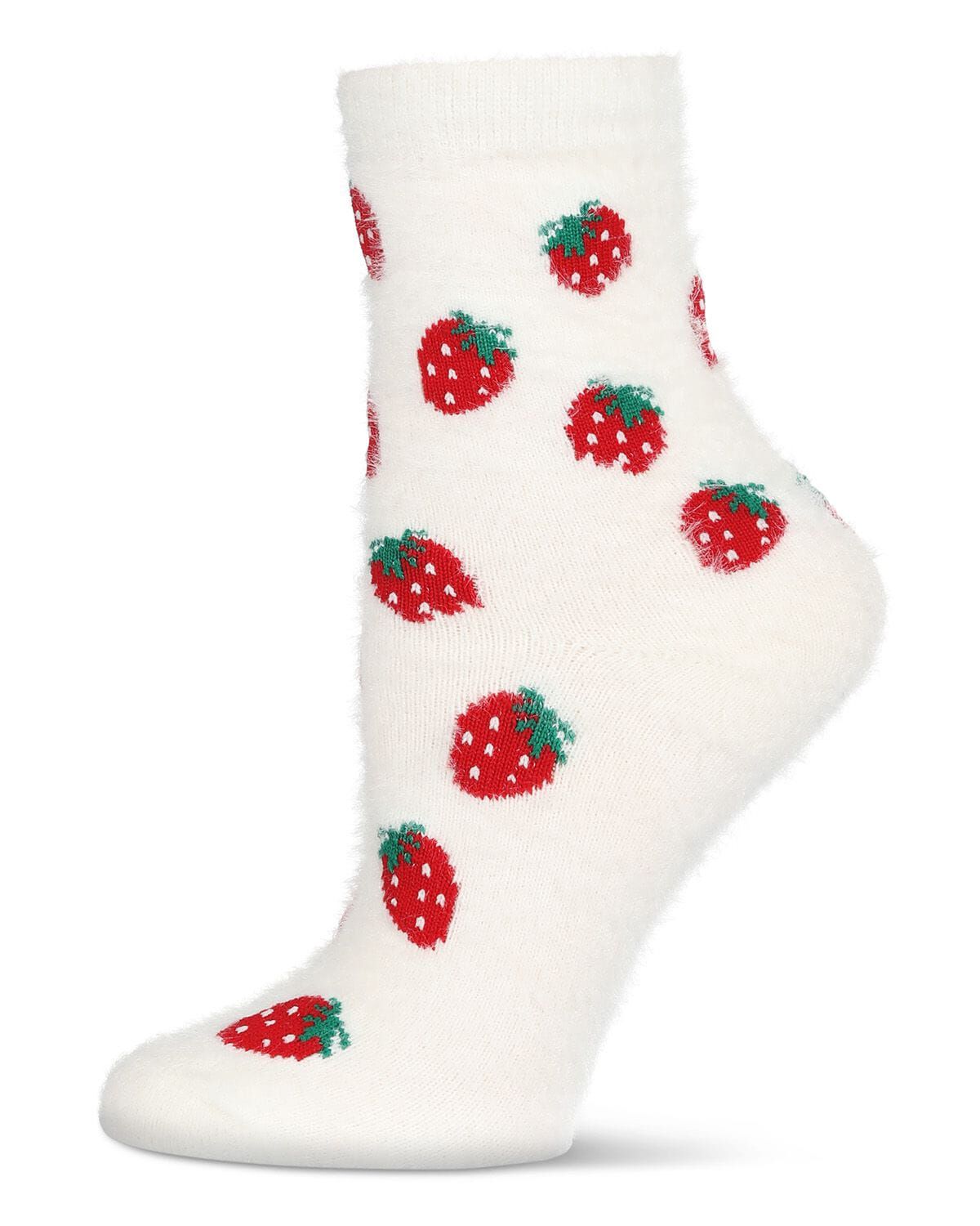 Women&#39;s Strawberries Cozy Crew Socks, WHITE, hi-res image number 0
