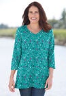 Perfect Printed Three-Quarter Sleeve V-Neck Tee, , alternate image number null