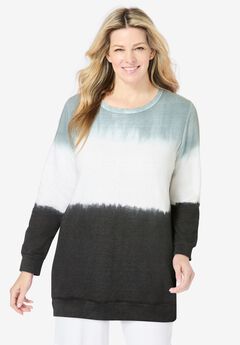 Tie-dyed knit sweatshirt tunic