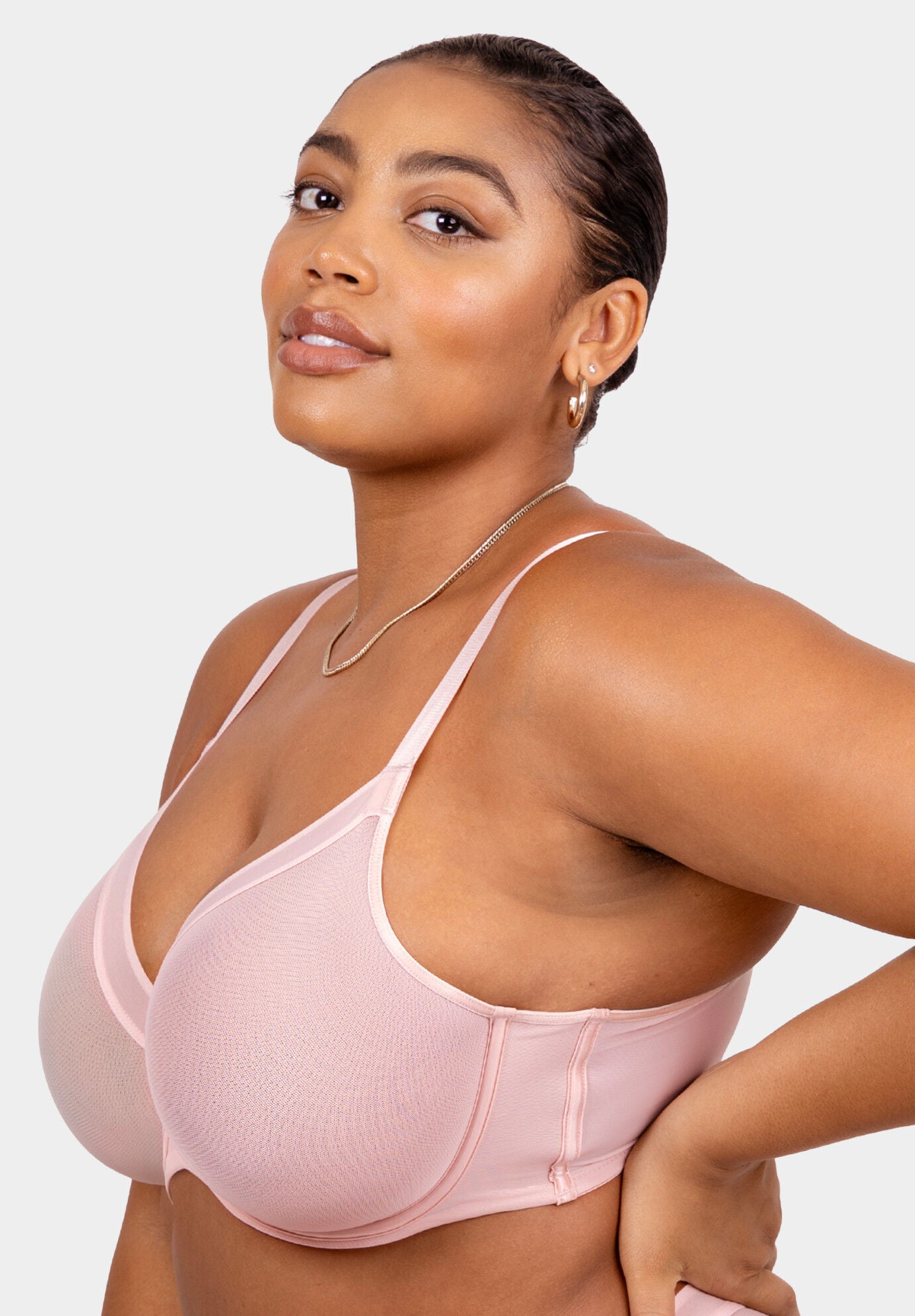 Sheer Mesh Full Coverage Unlined Underwire Bra, BLUSHING ROSE, alternate image number 2