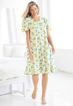 Short Floral Print Cotton Gown