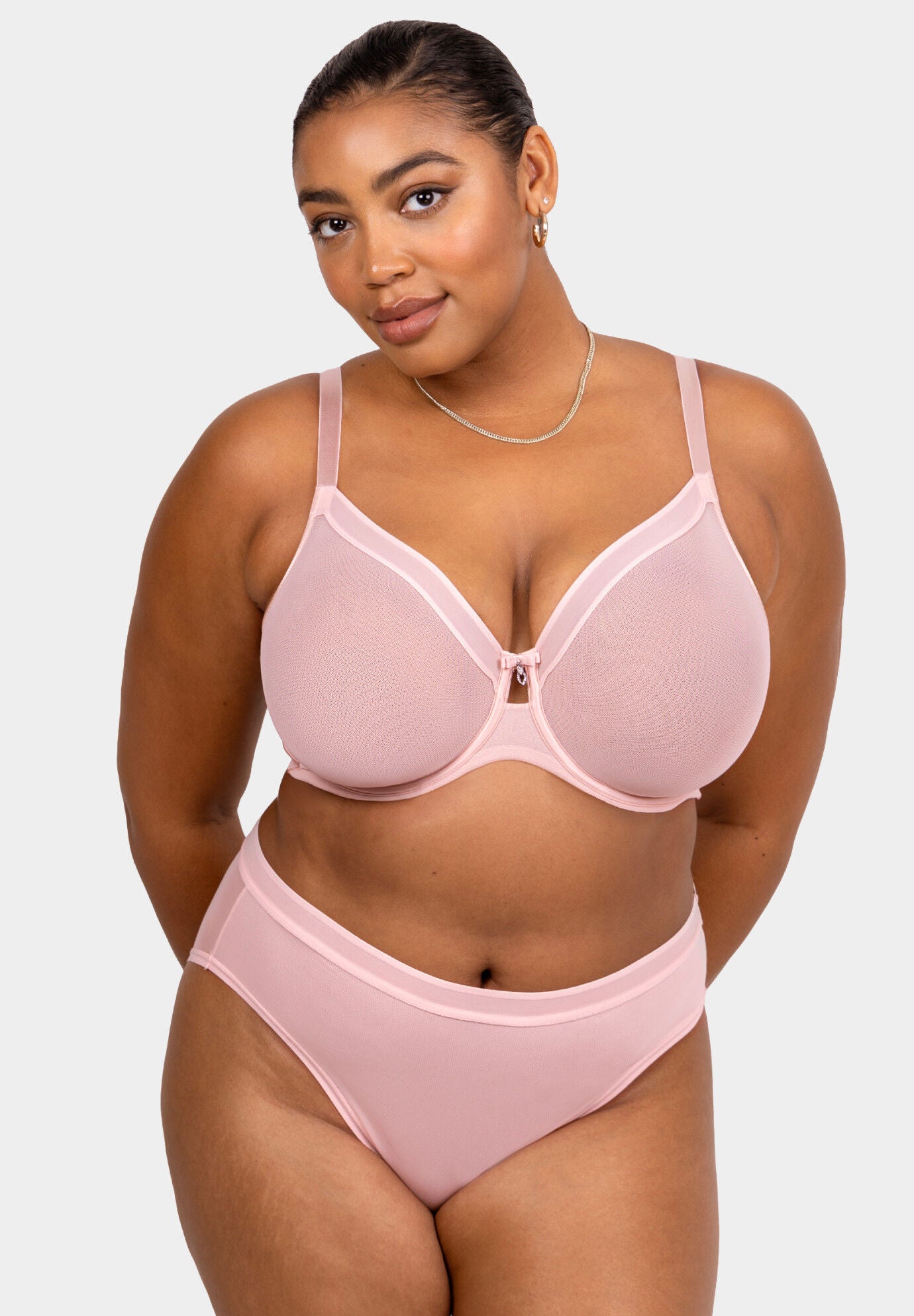 Sheer Mesh Full Coverage Unlined Underwire Bra, BLUSHING ROSE, alternate image number 3