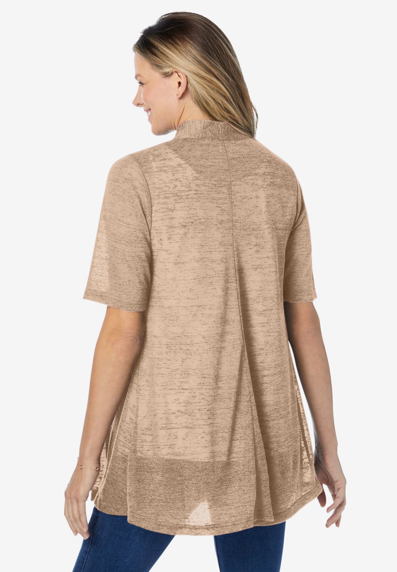 Lightweight Open Front Cardigan Sweater, NEW KHAKI, on-hover image number 1
