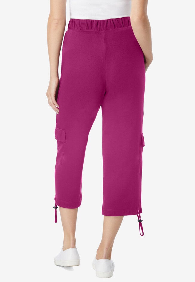 Pull-On Knit Cargo Capri, , on-hover image number 1