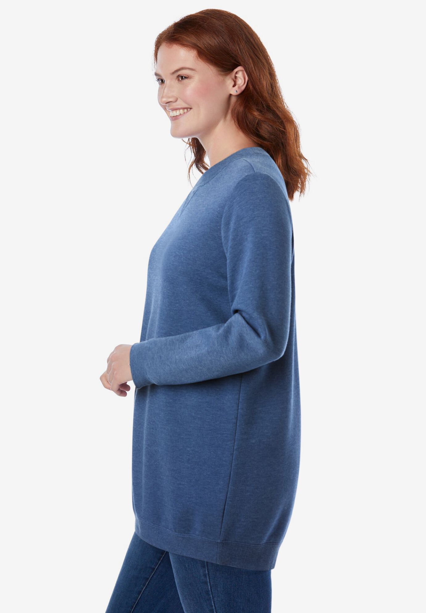 Woman within fleece sweatshirt clearance
