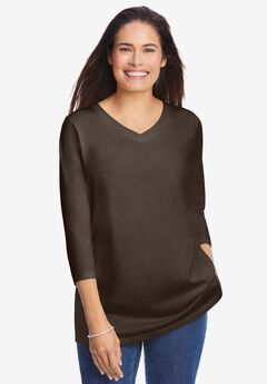 Perfect Three-Quarter Sleeve V-Neck Tee