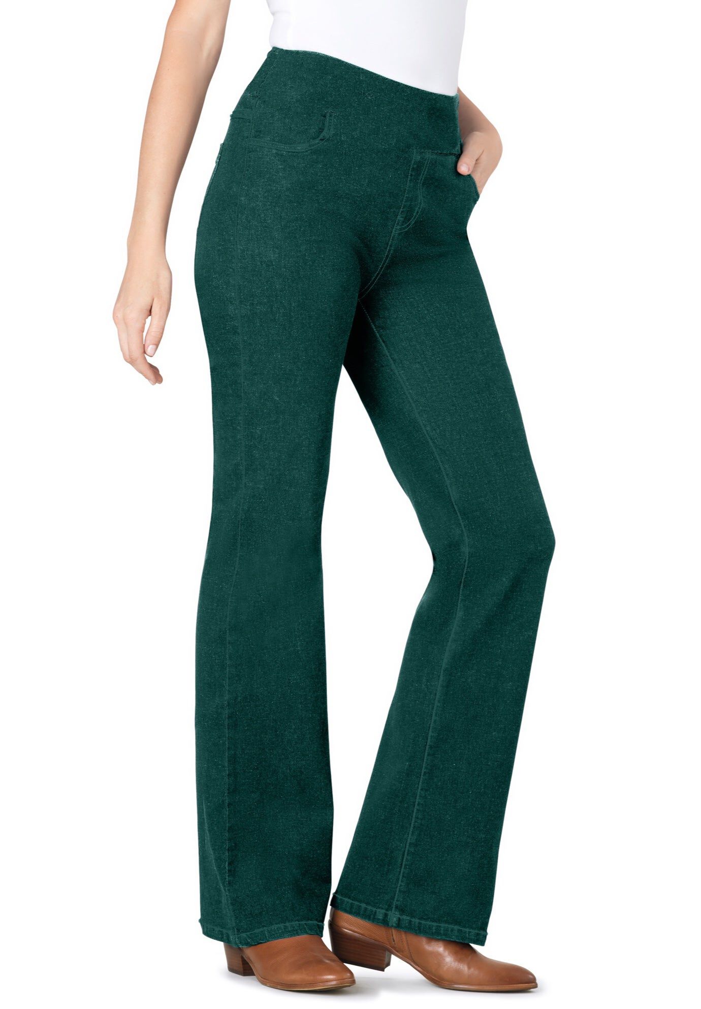 Flex-Fit Pull-On Bootcut Gap-Free Stretch Denim Jeans