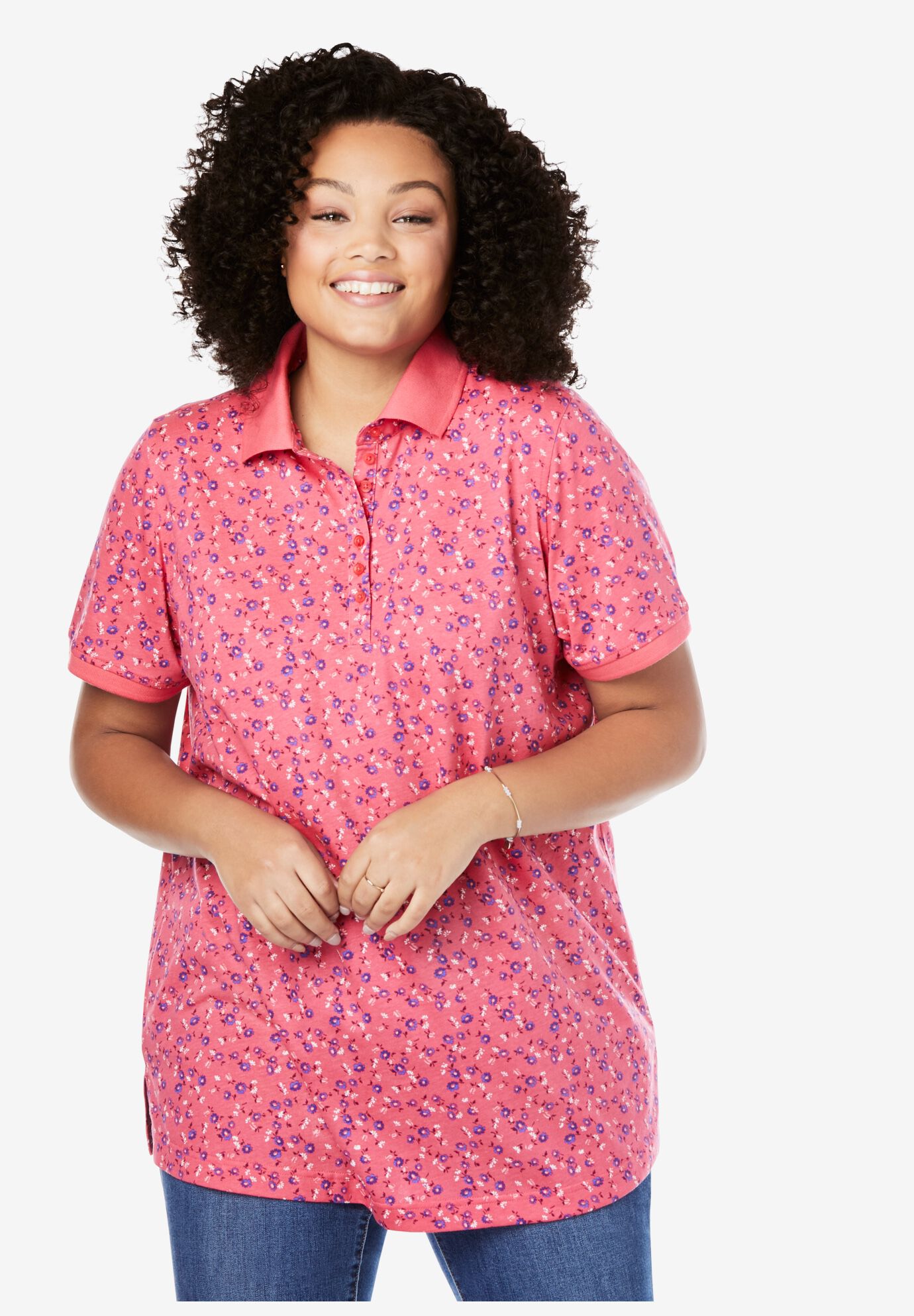 Woman Within Womens Plus Size Perfect Polo Shirt