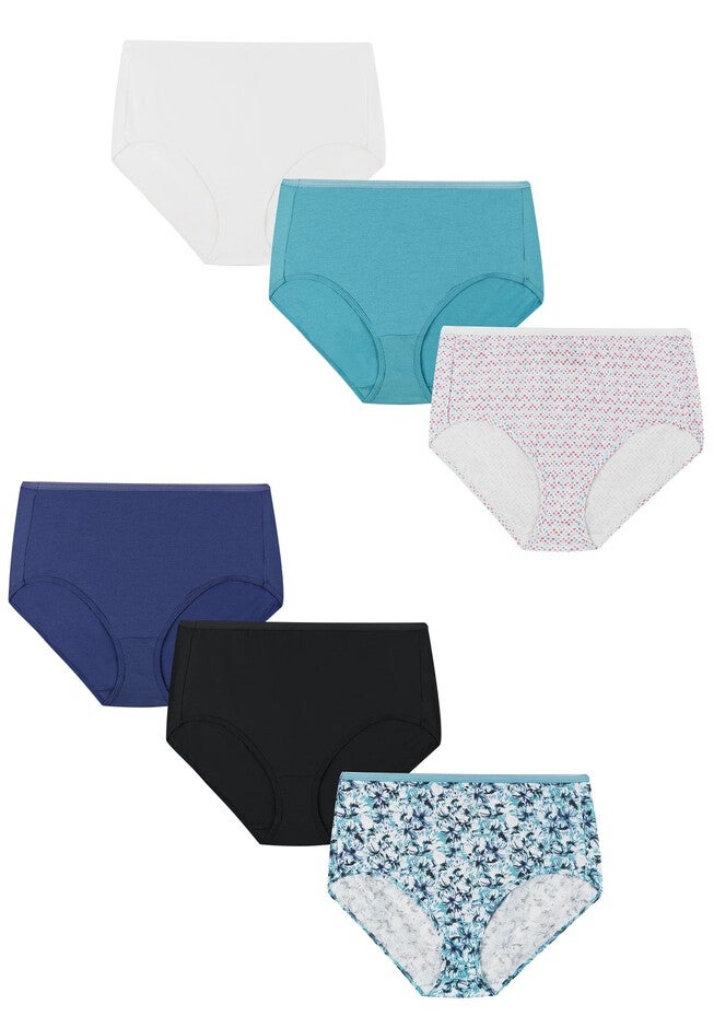 Women'S Cotton High Brief Underwear, 6-Pack, ASSORTED, hi-res image number 0