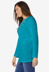 Embroidered Thermal Henley Tee, , alternate image number null
