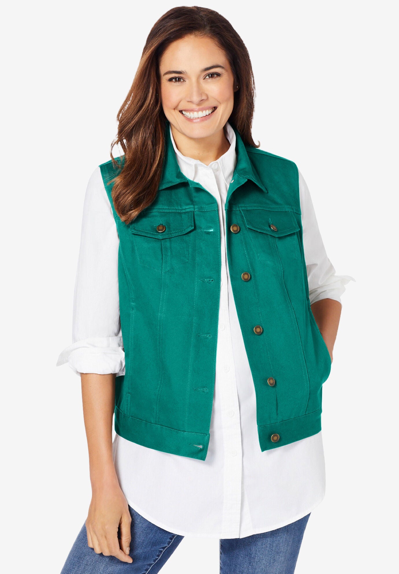 plus size denim vest jacket