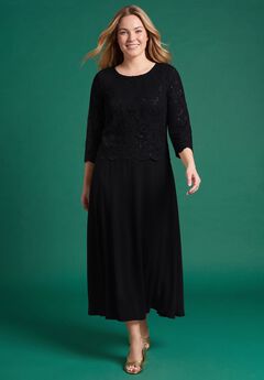 Two-fer Lace Bodice Georgette Dress