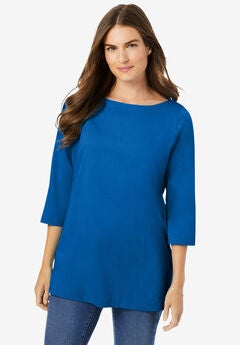 Perfect Three-Quarter Sleeve Boatneck Tee