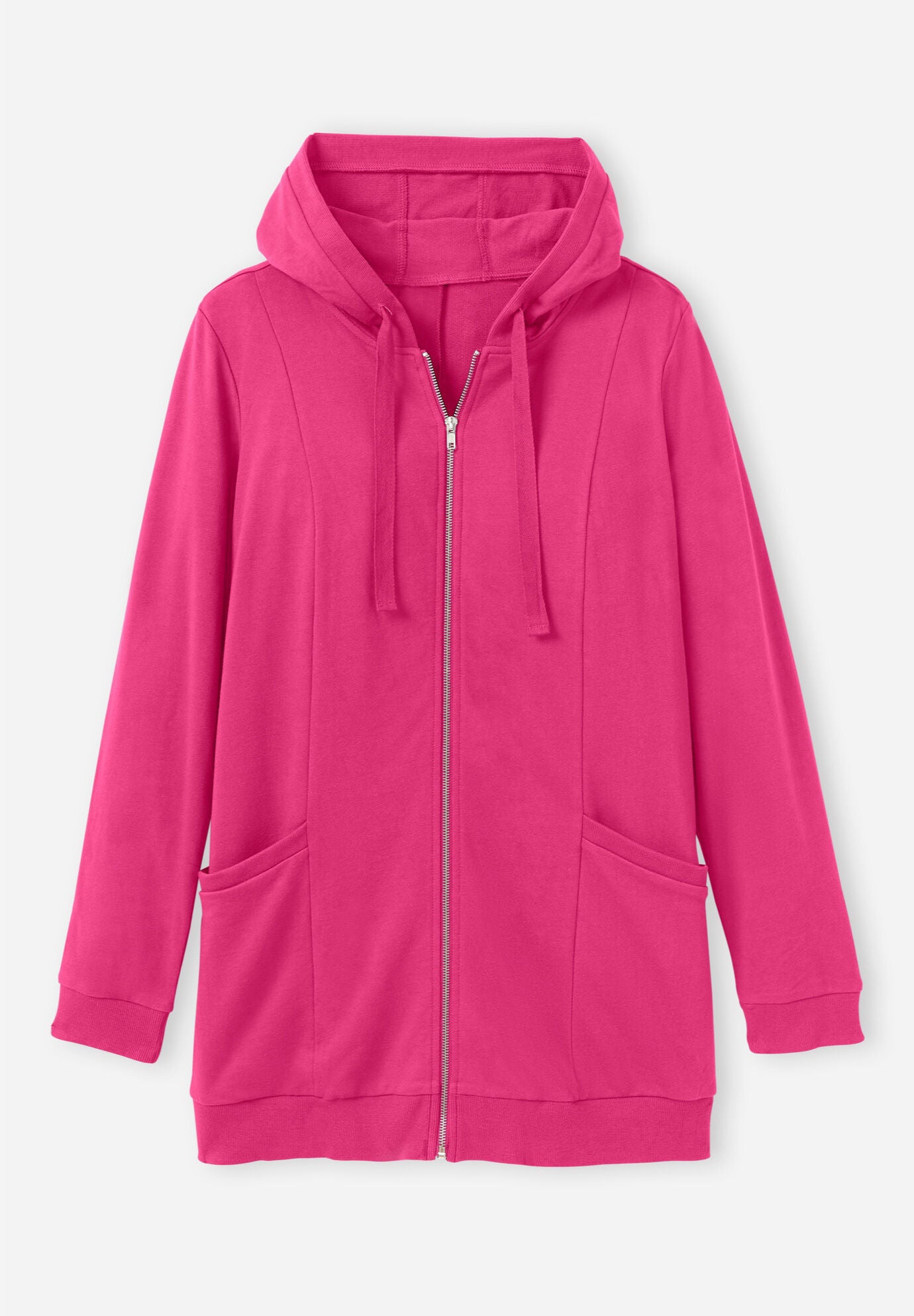Zip Front Tunic Hoodie Jacket for Women Classic Red Woman Within