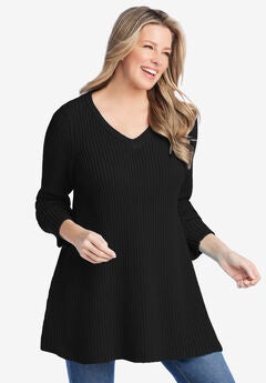 V-Neck Shaker Trapeze Sweater