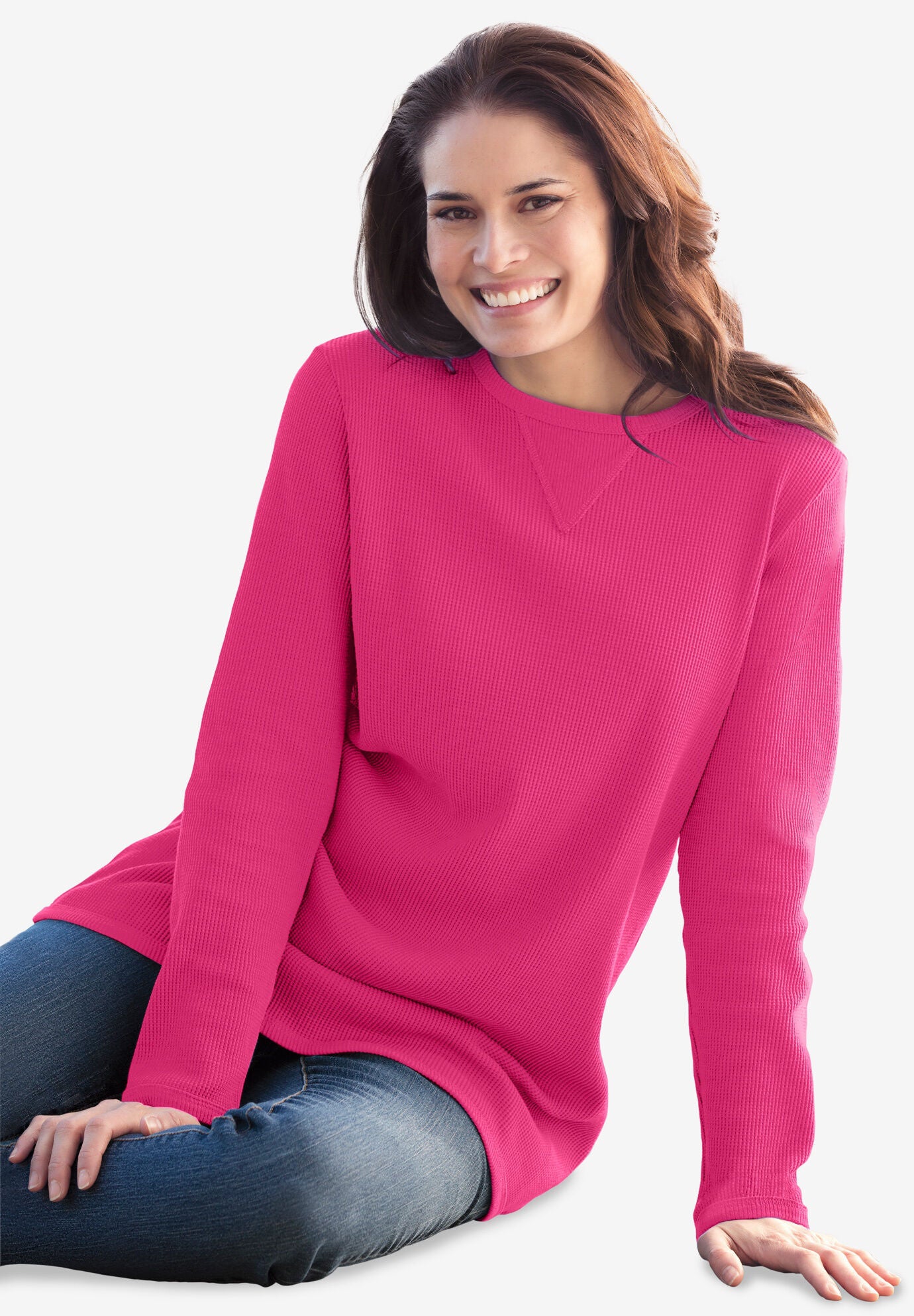 Woman within thermal sweatshirt top