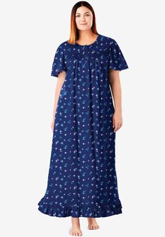 Womens Night Gown Nightie 100/% Soft Cotton Plus Size Long Sleeve PJ Nightie 8-16