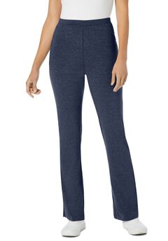 Stretch-Cotton Knit Pull-On Bootcut Leggings