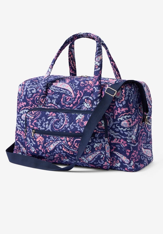 2-Piece Large Quilted Tote & Garment Bag, EVENING BLUE PAISLEY, alternate image number null