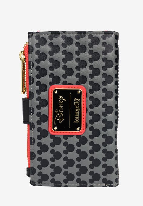 Loungefly X Disney Women'S Mickey Mouse Snap Flap Wallet Black Red Icons Wallet, , alternate image number null