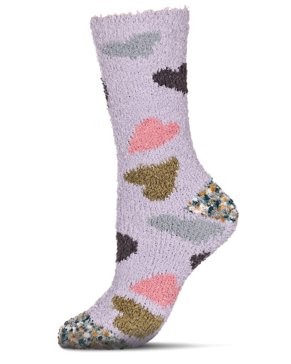 Women&#39;s Plenty &#39;O Hearts Multicolor Cozy Crew Socks, GULL GRAY, hi-res image number 0