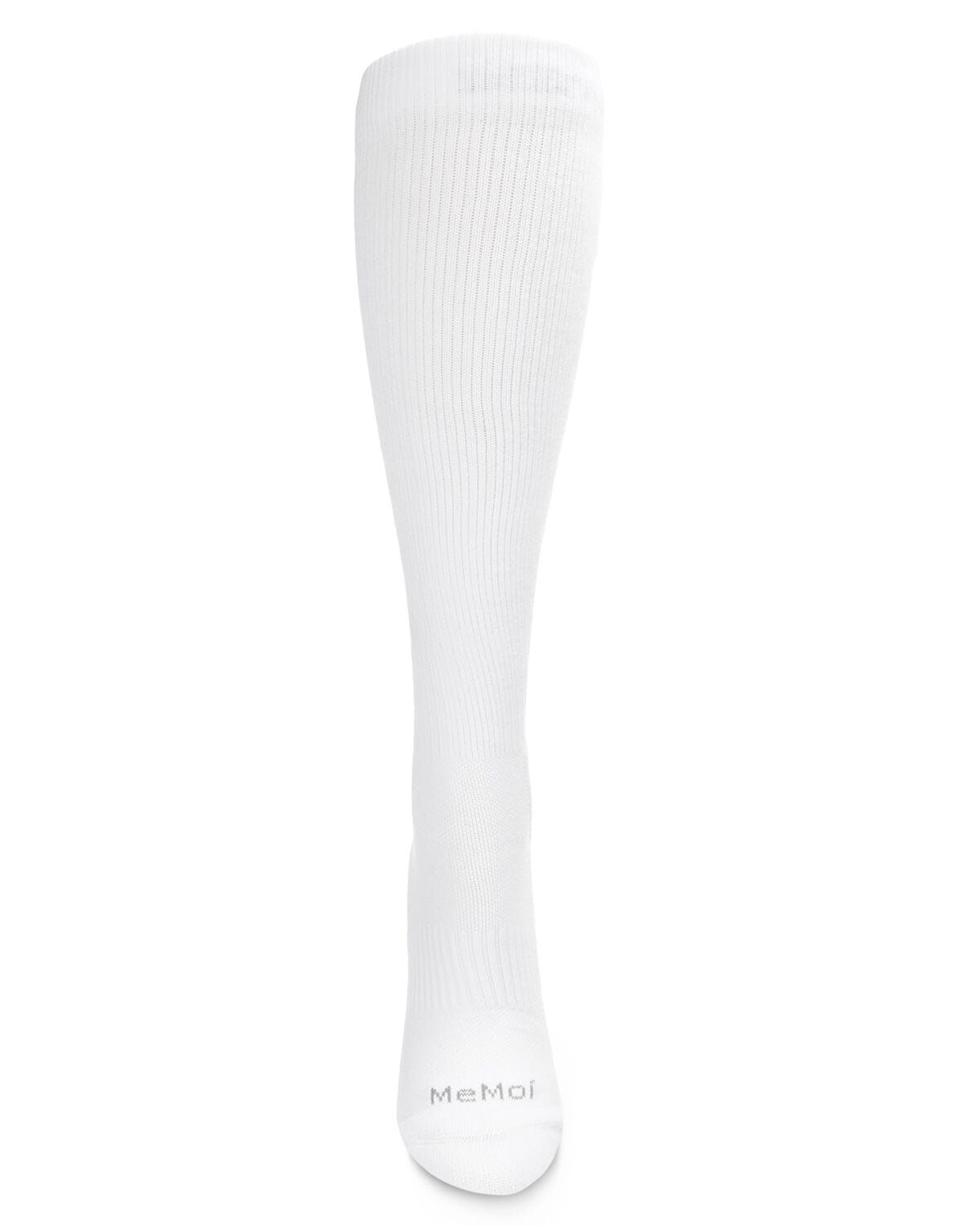 Unisex Classic Athletic Cushion Sole Knee High Cotton Blend 15-20mmHg Graduated Compression Socks, WHITE, alternate image number 1