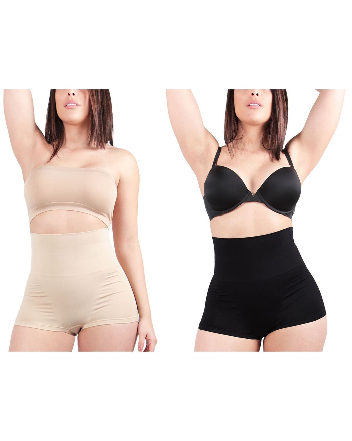 2 Pair Women's High-Waist Boy Short Shaping Briefs, BUFF BLACK, hi-res image number 0