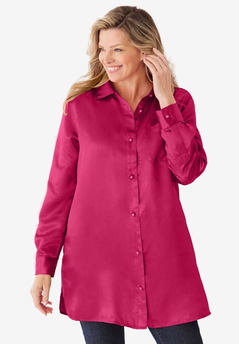 Satin Tunic, BRIGHT CHERRY, hi-res image number null