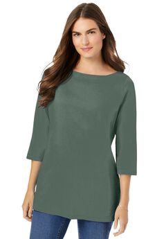 Perfect Three-Quarter Sleeve Boatneck Tee