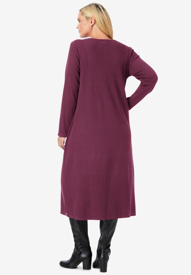 Thermal Knit Lace Bib Dress, , on-hover image number 1