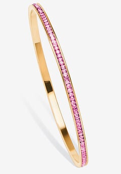 Gold Tone Stackable Eternity Bangle Bracelet Birthstones 7.5"