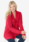 Shawl Collar Shaker Sweater, VIVID RED, hi-res image number null