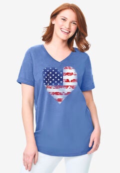 Cuffed Americana Print Tee