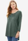 Washed Thermal High-Low Henley Tunic, , alternate image number 2