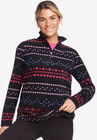 Microfleece Quarter-Zip Pullover, BLACK HEART FAIR ISLE, hi-res image number null